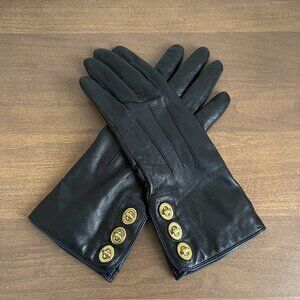 Coach Turnlock Black Leather Gloves Size 7.5